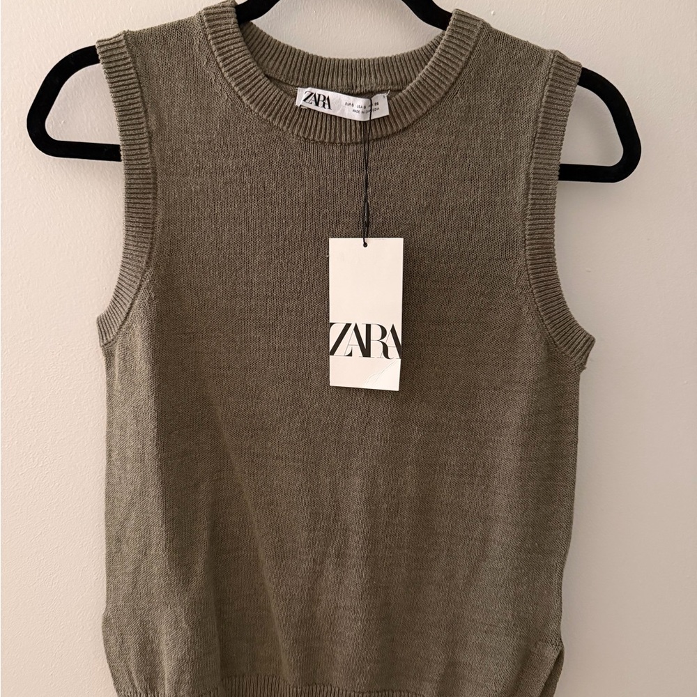Zara Khaki Sleeveless Tank Top